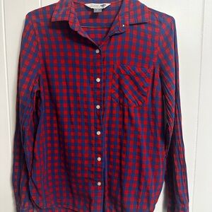 Old Navy Red and Blue Plaid Button Down Shirt
